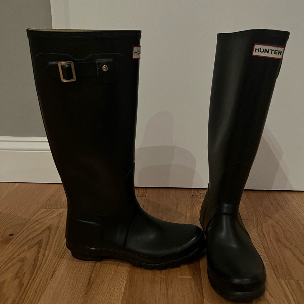 Original Tall Hunter Rain Boots Black Matte Size 7